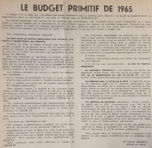 Le budget primitif de 1965