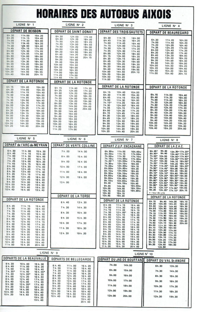 Les horaires de bus  L'Aixois